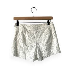 Express White High Waisted Lace Shorts